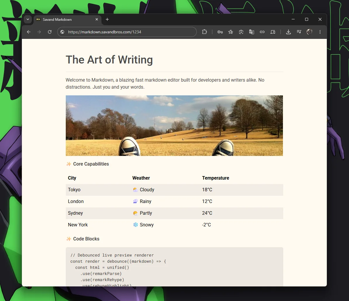 Savand Markdown Screenshot