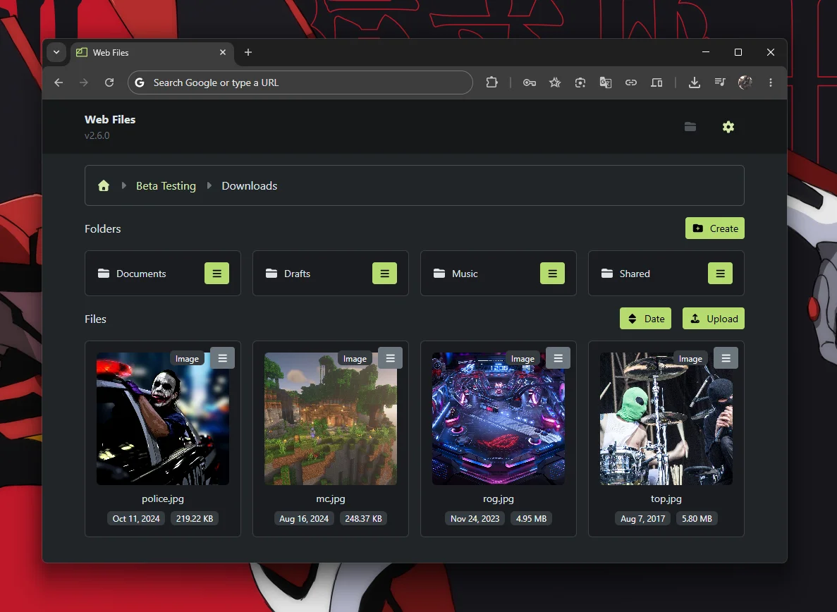 Web Files Screenshot